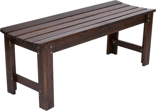 Vista 3 de Shine Company Banco de jardín de madera para exteriores, sin espalda, 4 pies, marrón quemado