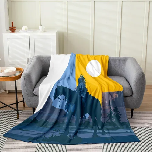 Vista 17 de Erosebridal Manta de vaquero occidental de 40 x 50 pulgadas, diseño del desierto americano del salvaje oeste americano, ilustración dibujada a mano