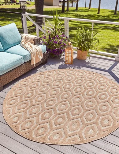 Vista 30 de Unique Loom Outdoor Trellis Textured Collection - Alfombra espacial (2 x 3 pies, rectangular, aguamarina y marfil)