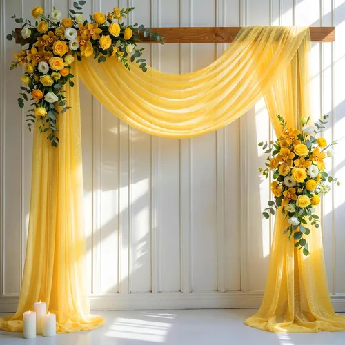 Vista 28 de Cortinas de telón de fondo transparentes para arco de boda de 28 pulgadas x 19 pies Negro