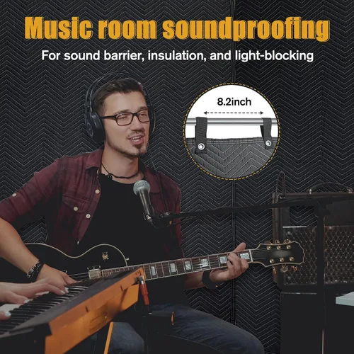 Vista 6 de JZHLLA Manta grande de amortiguación de sonido de 72 x 40 pulgadas, manta con aislamiento acústico absorbente de sonido con ojales