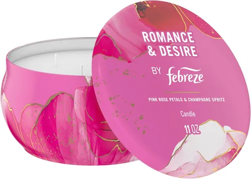 Vista 12 de Febreze Vela perfumada, aroma de manzanas y canela horneadas, vela de 4 mechas, lata reutilizable, larga duración y combustión uniforme, 11 onzas