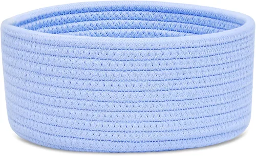 Vista 16 de ABenkle Cesta tejida pequeña, cesta de almacenamiento vacía pequeña y poco profunda, mini cestas de cuerda de algodón, cesta decorativa redonda