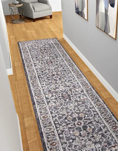Vista 7 de Unique Loom Eco Traditional Collection - Alfombra de área - Coherance (rectangular 2' 0" x 3' 0", gris carbón/marfil)