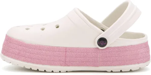 Vista 3 de Olivia Miller Zapatos para niños, Pink Skies Collide Glitter Slip-On Niñas Zuecos Plataforma Slide Sandalias