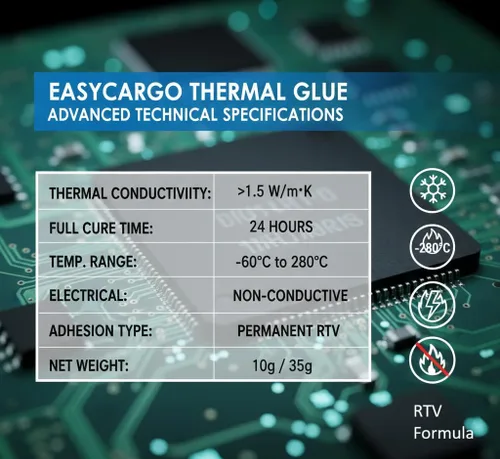 Vista 4 de Easycargo Pegamento Térmico, Adhesivo de Silicona de Alta Conductividad Térmica, Compuesto de Epoxy Enfriador para Disipador de Calor GPU VRM VRAM