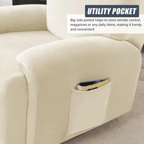 Vista 4 de CONRUSER Fundas para sillas reclinables, fundas elásticas de terciopelo de 4 piezas, funda para sofá individual, protector suave de muebles