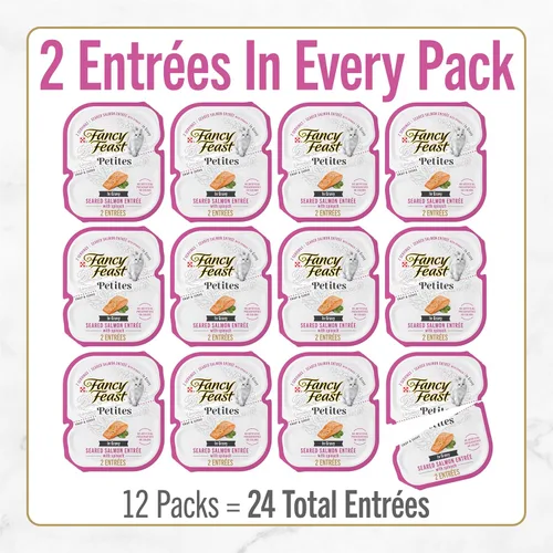 Vista 4 de Purina Fancy Feast Petites - Entree de salmón chamuscado con espinacas en salsa, alimento húmedo gourmet para gatos, (paquete de 12) tubos de 2.8
