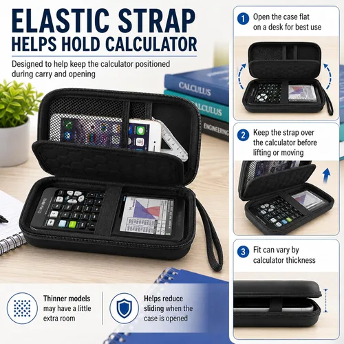 Vista 3 de PAIYULE Estuche rígido para calculadora TI-84 Plus CE/Evo/TI-30XS/TI-Nspire Negro para TI-84