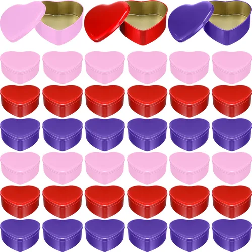 Vista 8 de Blulu 6 latas de metal en forma de corazón para el día de San Valentín con tapas de 4.72 x 4.33 pulgadas, cajas de dulces de San Valentín, tarro