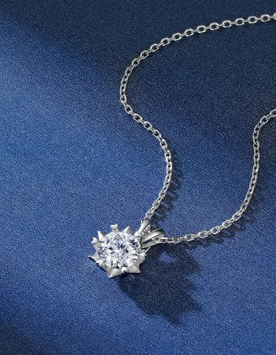 Vista 8 de MomentWish Collar con dije, regalo brillante de aniversario para mujer, collar de moissanita de 1 quilate para mujer, collar solitario de plata