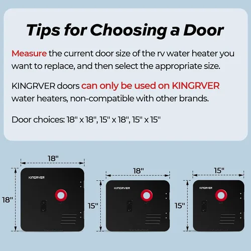 Vista 2 de KINGRVER Kit de puerta negra de 15 x 15 pulgadas - Esto es solo para los calentadores de agua sin tanque KINGRVER para RV sin puerta, el calentador