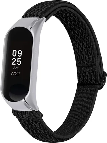 Vista 17 de Mi Band 3 pulsera elástica, 5.3 "-8.3" correa ajustable transpirable suave de nylon banda elástica de reemplazo con marco de metal compatible con Mi