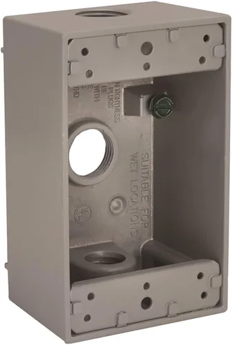 Vista 2 de Hubbell-Bell 5320-0 - Paquete de 3 tomas de corriente de una sola banda de 3-1/2 pulgadas, caja resistente a la intemperie