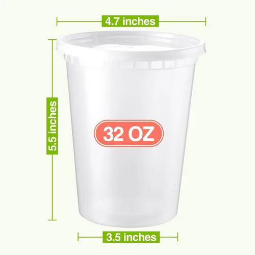 Vista 3 de NEEBAKE Juego de 90 recipientes de delicatessen con tapas: [8 onzas, 16 onzas, 32 onzas] Combo de contenedores de plástico para almacenamiento