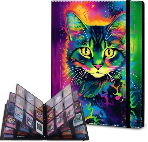 Vista 27 de Carpeta de tarjetas – Carpeta de 9 bolsillos para tarjetas intercambiables, carpeta de cuero de 360 bolsillos de carga lateral para MTG, TCG Bandera