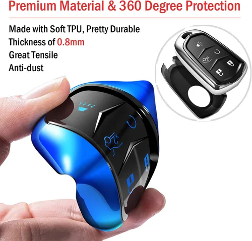 Vista 4 de Intermerge Funda para llavero Cadillac con protector de TPU para llavero adecuado, Azul