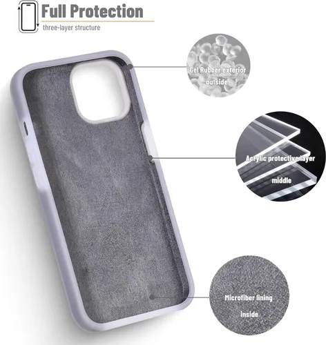Vista 2 de Funda protectora para iPhone 11, forro de microfibra de silicona, a prueba de golpes, antiarañazos, de goma, de gel, color gris