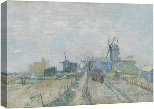 Vista 49 de Van Gogh - Lienzo con diseño giclée de olivos con cielo amarillo y sol, arte de pared de galería, estirado y enmarcado, listo para colgar, 24 x 36