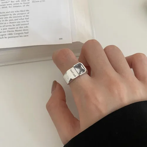Vista 197 de Anillo de plata de ley 925, minimalista, ajustable, hecho a mano, para mujeres y niñas