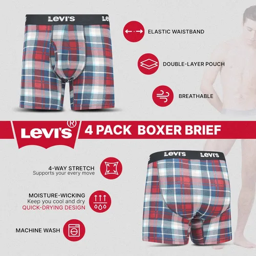 Vista 5 de Levi's Mens Boxer Briefs Breathable Stretch Underwear 4 Pack