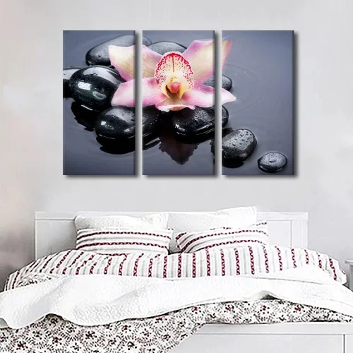Vista 4 de TUMOVO Decoración de pared para dormitorio, flores y spa, impresiones de piedra de yoga, meditación, lienzo, arte de pared, arte de pared, arte