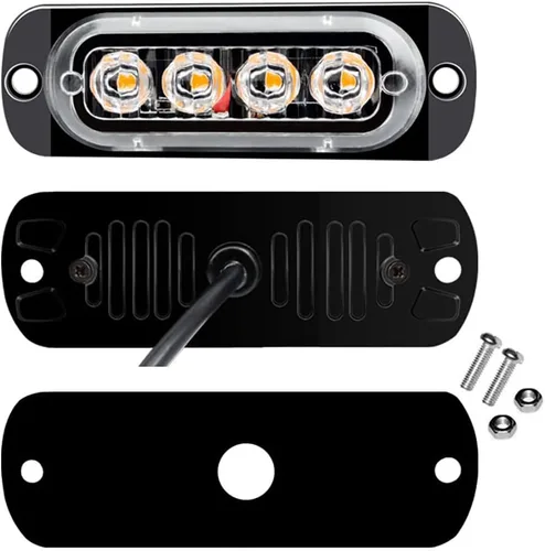 Vista 4 de Riloer 4 luces LED de advertencia superbrillantes de emergencia para remolques, camionetas, camiones, automóviles, SUV, RV, camionetas, etc. (rojo)