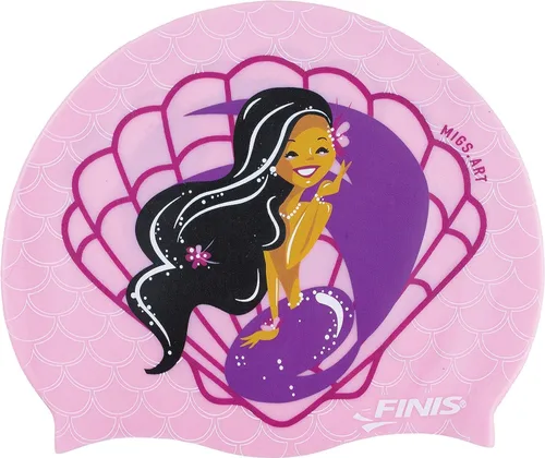 Vista 8 de FINIS Gorra de silicona de sirena, divertido gorro de natación para niños con un ajuste universal, gorra de natación 100% de silicona con borde