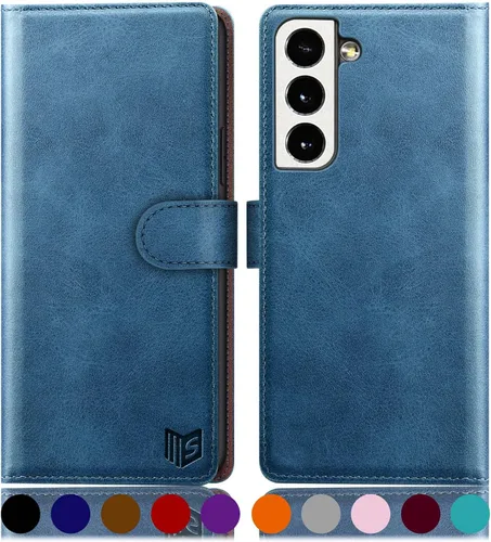 Vista 15 de SUANPOT Funda de piel tipo cartera para Samsung Galaxy S22 con bloqueo RFID, tarjetero para tarjetas de crédito, funda para teléfono con tapa a