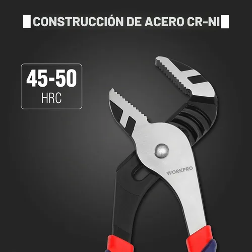 Vista 2 de WORKPRO Juego de 2 Alicates de Junta Acanalada, Alicates de Bomba de Agua Ajustables de 10 y 8 Pulgadas, Alicates de Lengüeta y Acanalado
