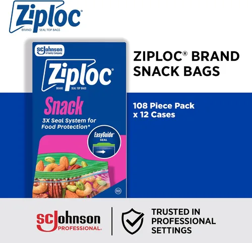 Vista 2 de SC Johnson Professional Ziploc - Bolsas de almacenamiento pequeñas a granel, 12 cajas x 108 bolsas, 1296 bolsas en total