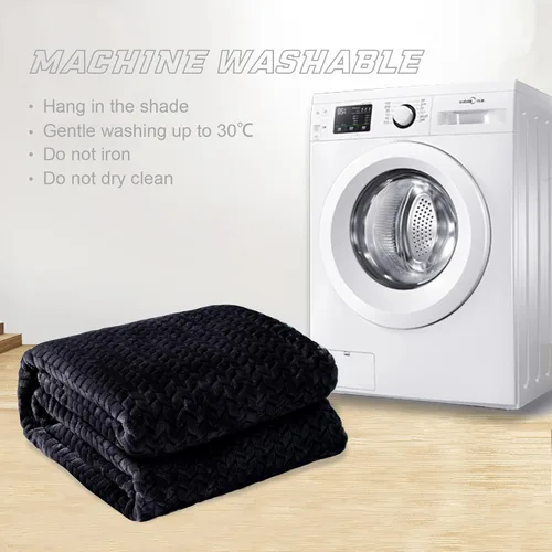 Vista 8 de Exclusivo Mezcla - Manta de forro polar de tamaño Queen para cama, 90 x 90 pulgadas, mantas suaves y acogedoras de franela jacquard, ligeras y Negro