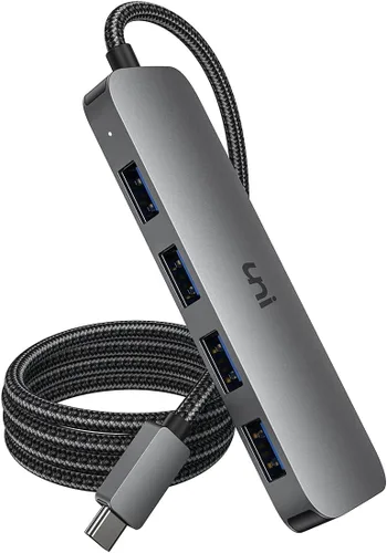 Vista 10 de uni Adaptador multipuerto USB C a USB Hub, divisor USB C de aluminio de 4 puertos para laptop, Hub USB de datos Thunderbolt 3/4 delgado compatible
