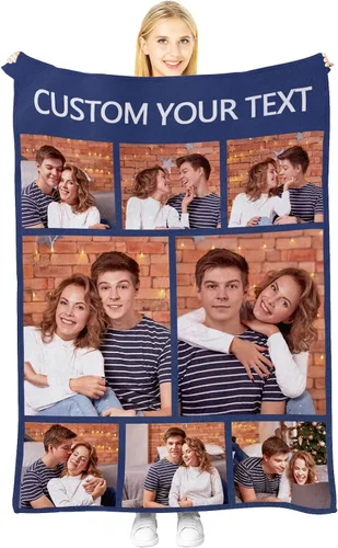 Vista 13 de Manta personalizada con imagen, manta personalizada para parejas, manta de fotos para sofá, familia, Navidad, Halloween, cumpleaños, boda, regalos