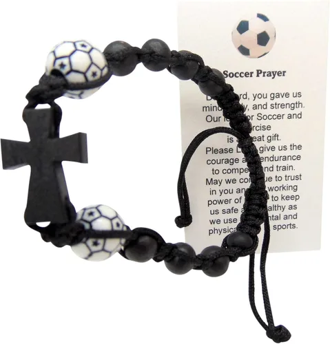 Vista 6 de Westmon Works Juego de pulseras de fútbol con dije de bola y tarjeta de oración Deluxe Sports Expressions Series Set, Madera, No es una piedra