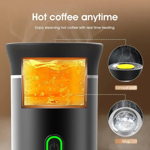 Vista 3 de Cafetera portátil de viaje, máquina de café a pilas, máquina de café espresso de una sola porción para campamento, automóvil, RV, senderismo