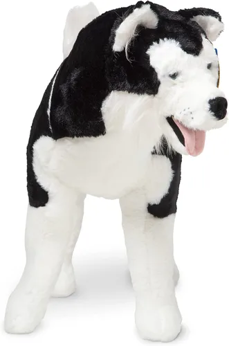 Vista 4 de Perro de peluche realista Melissa & Doug, raza husky siberiano gigante (más de 2 pies de altura)