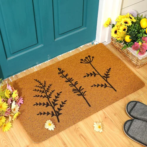 Vista 2 de Drydiet Tapete de primavera con diseño floral de fibra de coco de 18 x 30 pulgadas, tapete de primavera con flores silvestres, antideslizante