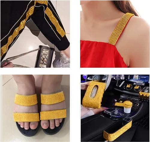 Vista 4 de 2 rollos/4 yardas de cinta autoadhesiva de diamantes de imitación de cristal, calcomanía de diamantes de imitación para decoración de auto y regalo