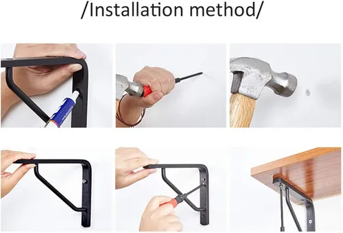 Vista 9 de Soportes de estante triangulares de aleación de aluminio sólido y grueso, para lavabo, lavabo industrial, soportes flotantes para estantes de pared