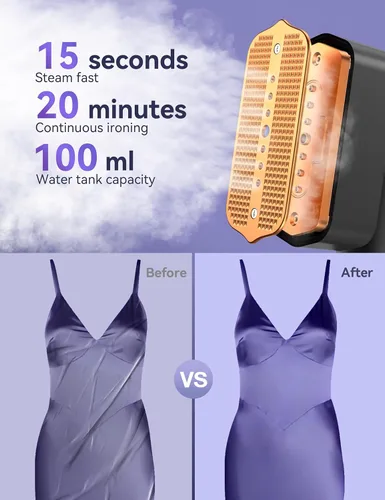 Vista 6 de Vaporizador para Ropa, Sundu Vaporizador Portátil 2 en 1 para Viaje y Plancha, Calentamiento Rápido de 15s, Tanque de Agua de 100ml (3.38 fl oz)