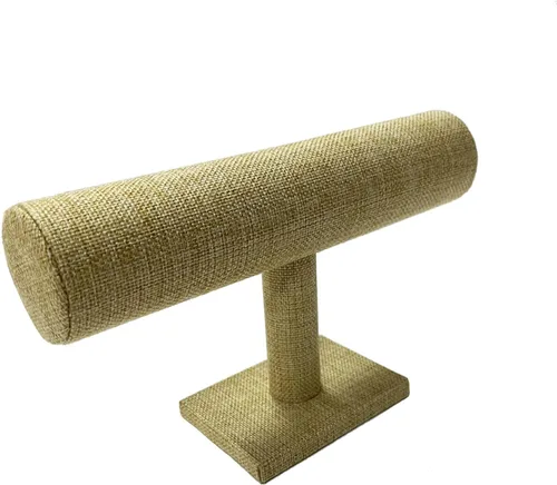 Vista 5 de Coward Soporte organizador de pulseras con barra en T, soporte de almacenamiento para joyería para la organización del hogar (lino amarillo)