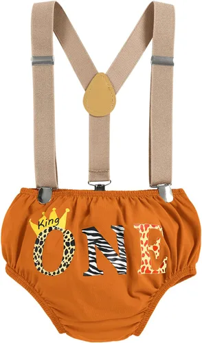 Vista 4 de ODASDO Conjunto de mameluco para bebé niño con temática de safari en la selva para 1er y 2 cumpleaños