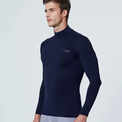 Vista 5 de EXIO EX-T02 - Camiseta de compresión de cuello alto y manga larga para hombre, con sistema de capa base Ext02-nv