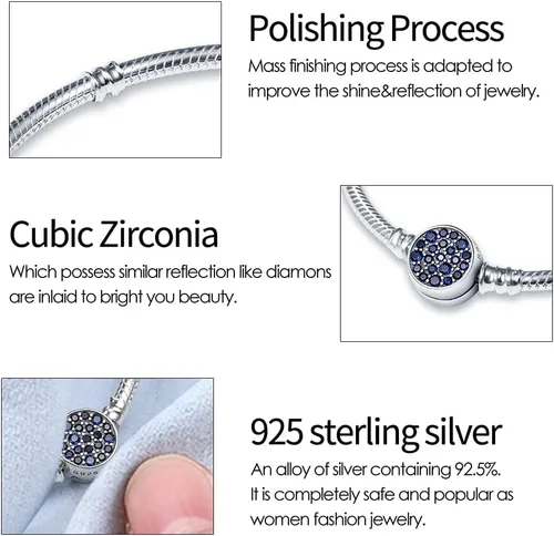Vista 4 de KUNSIR Pulsera de plata de ley 925 con cadena de serpiente básica con circonita cúbica 5A para mujeres y adolescentes