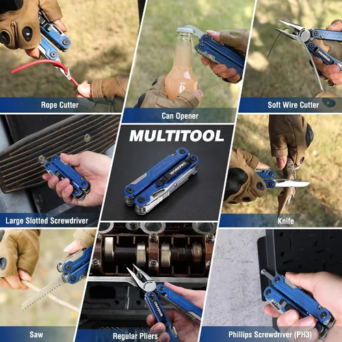 Vista 7 de WORKPRO Multiherramienta con cuchillo de bolsillo, regalo de cumpleaños para hombres, papá, padre, marido, alicates de acero inoxidable 18 en 1