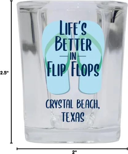 Vista 3 de Crystal Beach Texas Beach Souvenir - Vaso de chupito de base cuadrada, 2 onzas, individual