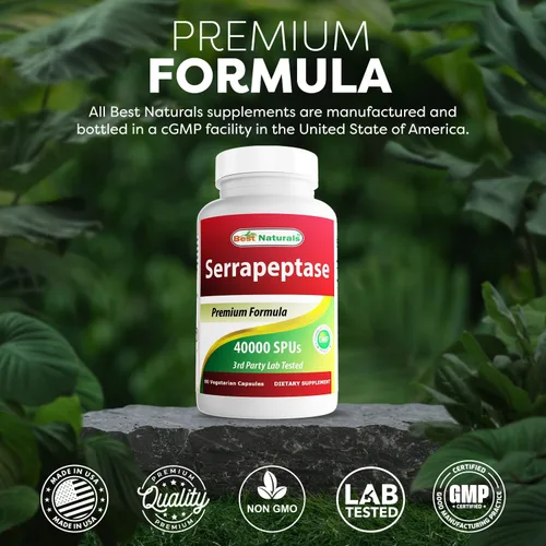 Vista 5 de Best Naturals Serrapeptase 40000 SPUs 90 Vcaps (90 unidades (paquete de 1))