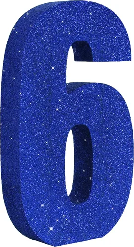 Vista 8 de TONIFUL Centro de mesa de madera número 0 con purpurina azul de 7.8 pulgadas, decoración de fiesta de cumpleaños azul, dígito 0 para cumpleaños