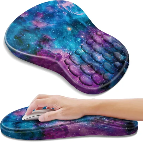 Vista 11 de YIWEI Alfombrilla de mouse ergonómica con soporte para muñeca, alfombrilla de mouse de espuma viscoelástica de gel para teclado de computadora